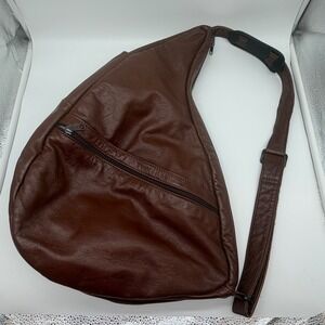 AmeriBag Healthy Back Bag Brown Leather Large Sling Backpack Ergonomic Crossbody